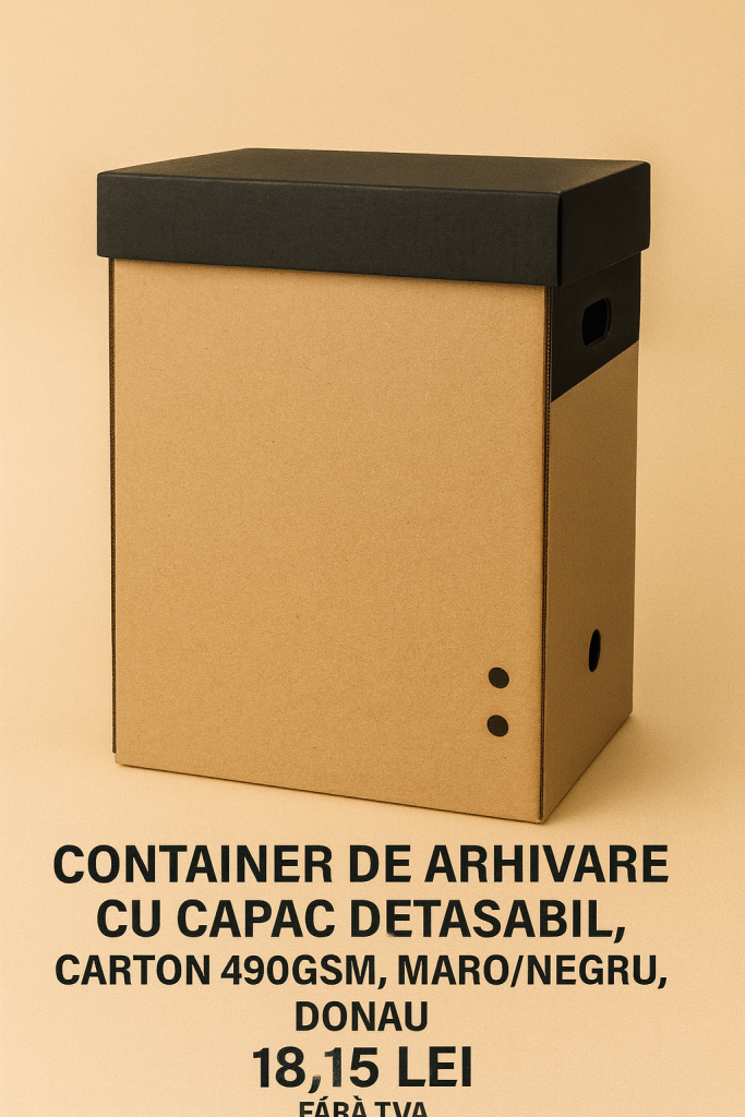 Container de arhivare cu capac detasabil, carton 490gsm, maronegru, DONAU
